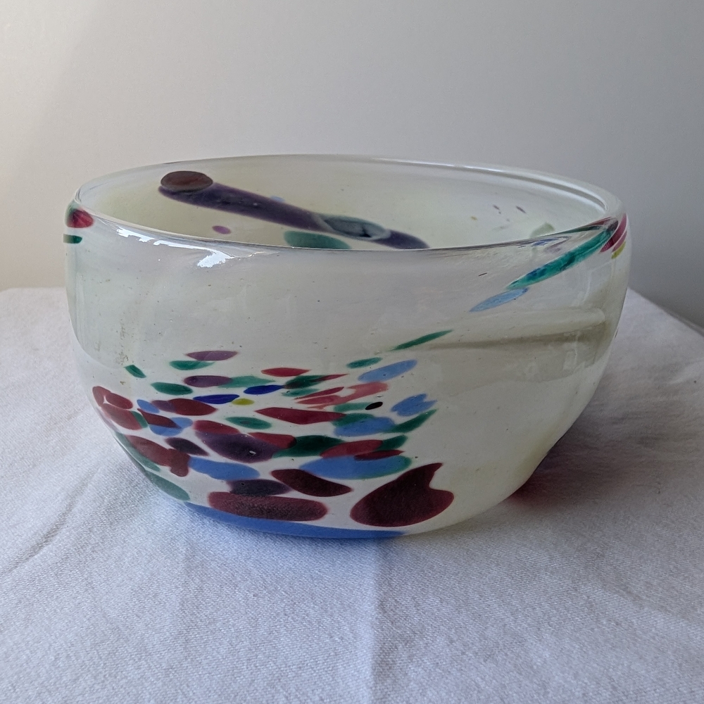 Blake Street Glass Studio Handmade Multicolor Art Glass Bowl Signed - Picture 3 of 14